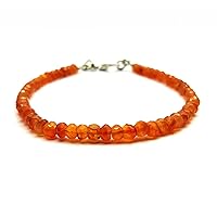 Carnelian Bracelet 4 mm Rondelle & Faceted, 7 Inch Long. Healing Gemstone, unique-gift-for-wife, holidays, energy, chakra BR10