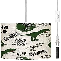 Plug in Pendant Light Seamless camouflage Dino pattern print for T shirts textiles web Hanging Light, Linen Pendant Light Boho Hanging Lights for Bedroom Kitchen, Vintage Hanging Light Fixtures