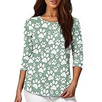 Plus Size Tops for Women 3/4 Sleeve with Premium Fabric Novelty T-Shirts for Girls Suitable for Early Fall Spring