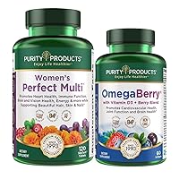Purity Products Women’s Perfect Multi + OmegaBerry Fish Oil Women's Multi (Supports Urinary Tract Health, Immune, Bone, Hair, Skin, Nails + More) - OmegaBerry (1250mg Omega-3, Vitamin D3 + More)