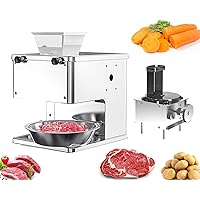 NEWTRY 2-in-1 Commercial Meat and Vegetable Cutting Machine Electric Meat Cutter Shredder Strip Cutting Machine 350lb/h Stainless Steel (with a 2.5mm blade)