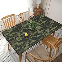 Camouflage Print Square Table Cover with Anti Slip Tablecloth, Polyester Tablecloth,Outdoor Waterproof Elastic Tablecloth,Easy to Clean,30x60 in