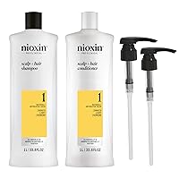Nioxin System 1 Shampoo & Conditioner Prepack, Natural Hair with Light Thinning, Pumps Included, 33.8 fl oz