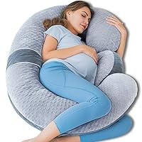 Pregnancy Pillows, E Shaped Full Body Pillow for Sleeping, with Pregnancy Wedge Pillow for Belly Support, 60 Inch Maternity Pillow for Side Sleeper, Grey Bubble Velvet