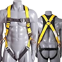 VEVOR Safety Harness, Full Body Harness, Safety Harness Fall Protection with Added Padding on Shoulder Back, and Side Rings and Dorsal D-Rings and a Lanyard, ANSI/ASSE Z359.11, 340 lbs Max Weight