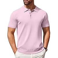 COOFANDY Mens Knit Polo Shirts Casual Short Sleeve Button Down Polo Shirt Classic Golf Shirts