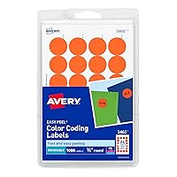 Avery Printable Color Coding Round Labels, 3/4 Inch Diameter, Orange, 1,008 Customizable Labels (05465)