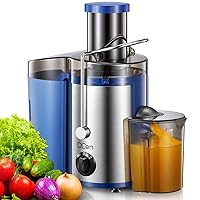 Qcen Juicer Machine, 500W Centrifugal Juicer Extractor with Wide Mouth 3” Feed Chute for Fruit Vegetable, Easy to Clean, Stainless Steel, BPA-free (Blue)