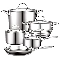 Cooks Standard Multi-Ply Clad Stainless Steel Cookware Set, 9 Piece, Silver