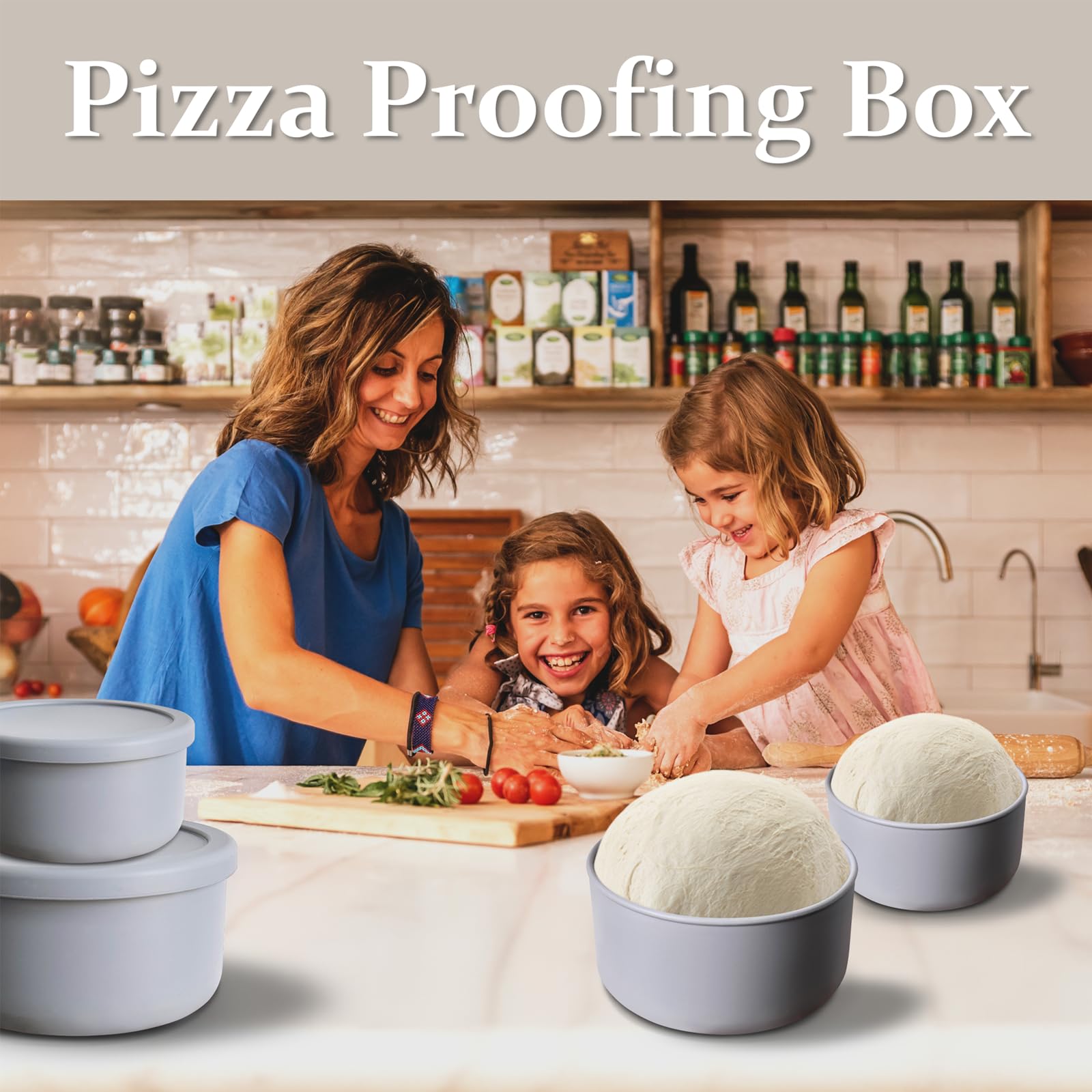 Gberlczz Large Pizza Dough Container 2PCS Dough Proofing Box | 1300ml/700ml Stackable Silicone Pizza Dough Proofing Box -Pizza Proofing Container with Lids