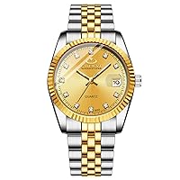 OIDEA Stainless Steel Men's Watches: Rhinestone Quartz Analog Wrist Watches for Men Waterproof Luminous Watch with Date