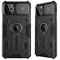 Case for iPhone 11 Pro Max, Shockproof Case with Slide Camera Cover and Rotating Kickstand, Shockproof Hard PC & Soft Silicone Bumper Hybrid Cover for iPhone 11/12 Pro