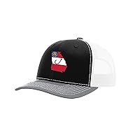 Flag Filled Georgia State with Fish Hook Mesh Back Trucker Hat