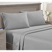 California Design Den - Luxury 4 Piece Full Size Sheet Set - 100% Cotton, 600 Thread Count Deep Pocket Fitted and Flat Sheets, Cooling Bedding and Pillowcases with Sateen Weave - Light Gray