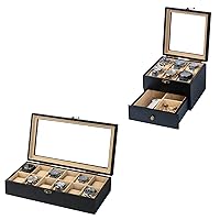 Watch Box Case Organizer Display Storage with Jewelry Drawer for Men Women Gift, Black 9S61W35D 9B8YKN9Y