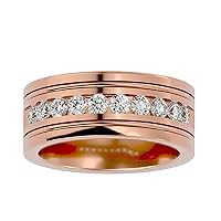 Certified 18K 10 pcs Round Cut Natural Diamond (1.01 Carat) Ring With White/Yellow/Rose Gold Wedding Ring For Women, Girl and Ladies