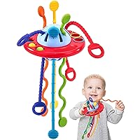 hahaland Toys for 1 Year Old Boy Birthday Gift Ideas - Silicone Pull String Montessori Toys for 1 Year Old, Travel Busy Fidget Sensory Toys 12-18 Months