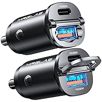 MRGLAS [2-Pack]125W USB C Car Charger, Mini Metal USB C Car Charger Adapter Fast Charging PD65W & QC60W Dual Port Type C Car Cigarette Lighter USB Charger for iPhone 15 14 ProMax iPad Samsung Macbook