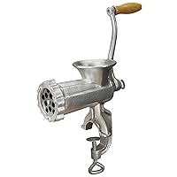 Weston #10 Manual Tinned Meat Grinder and Sausage Stuffer , 4.5mm & 10mm plates, + 3 sausage funnels,Silver