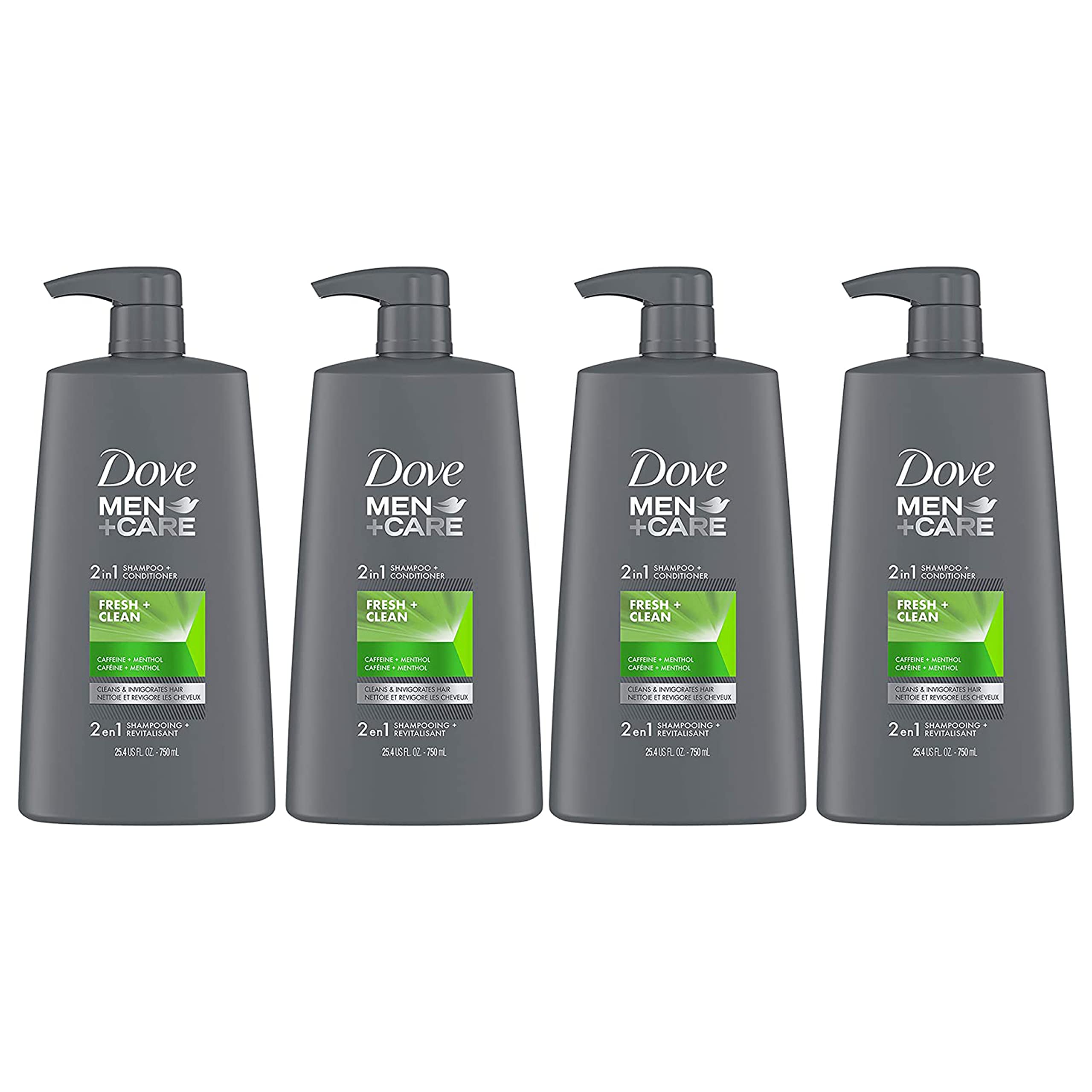 DOVE MEN + CARE 2 in 1 Shampoo and Conditioner Fresh and Clean 4 Count Fortifies Hair Helps Strengthen Hair 25.4 oz