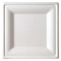 ECO PRODUCTS Disposable Square Sugarcane Plate, Eco-Friendly, Compostable, Grease and Cut Resistant, Microwave Safe, 10