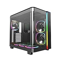 MONTECH King 95 PRO Dual-Chamber ATX Mid-Tower PC Gaming Case, High-Airflow, Toolless Panels, Sturdy Curved Tempered Glass Front, Six ARGB PWM Fan Pre-Installed with Fan Hub, King 95 PRO Black US