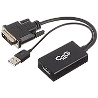 Legrand - C2G DVI to DisplayPort Converter, Black DVI to DisplayPort Adapter to Use as Plug and Play Converter, 1 Count, C2G 41379