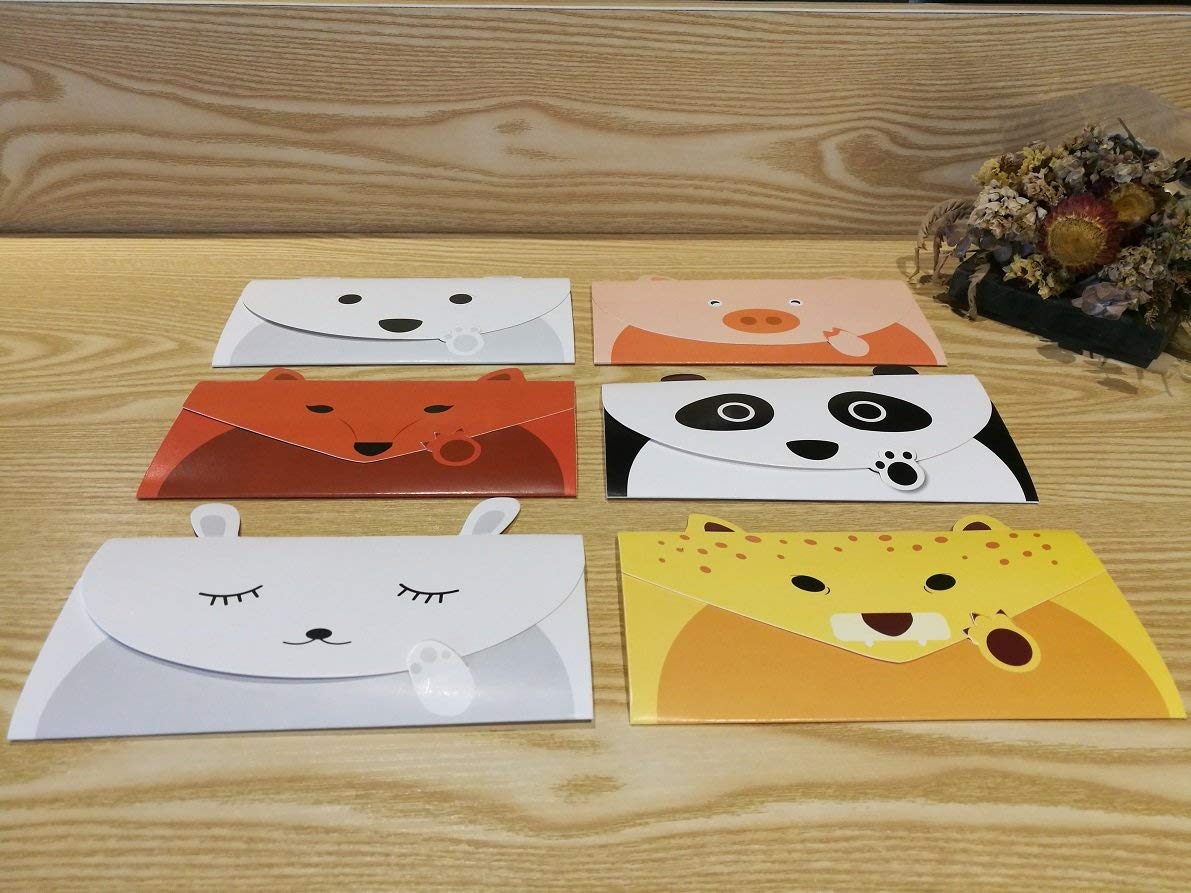 JINSRAY Cute Lovely Animal Cartoon Letter Writing Stationery Paper, Greeting Card, Thank You Card, 12pcs with Envelopes and Animal Stickers，Size 6.3