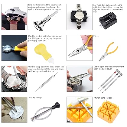 Longruner Watch Repair Tool Kit, Professional Portable Watch Tools Back Opener Sets Watch Replacement Tool Kit, Watches Link Remover Kit Set with Bag