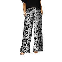 Women's Wide Leg Pants with Pockets with Ornate/Floral Print