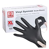 Black Vinyl Disposable Gloves Disposable Medical Vinyl Exam Gloves Industrial Gloves - Latex-Free & Powder-Free 100PCS (BK-XLarge)