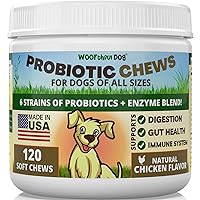 Probiotics for Dogs - Digestive Health, Gut Flora, Bowel Support, Immune System Support - Soft Chews Supplement for Dogs 120 ct, Made in USA