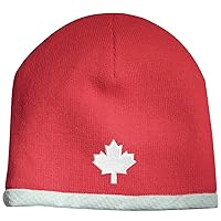 Adult Canada Maple Leaf Performance Beanie Hat - True Red