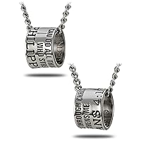 Shields of Strength Men's Stainless Steel Duck Band Necklace Inscribed with Philippians 4:13 Bible Verse for Hunters Christian Gift Scripture Jewelry