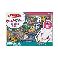 Melissa & Doug Butterfly Necklace Craft Bead Set | Wooden Beads for Friendship Bracelet/Jewellery Making Kit | Arts and Crafts for Kids Age 5 | for Girls or Boys | 4 Year Old Girl Gifts