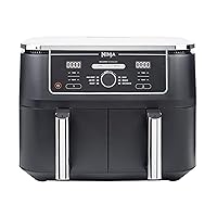 Ninja Foodi MAX Dual Zone Digital Air Fryer, 2 Drawers, 9.5L, 6-in-1, Uses No Oil, Max Crisp, Roast, Bake, Reheat, Dehydrate, Cook 8 Portions, Non-Stick Dishwasher Safe Baskets, Black AF400UK