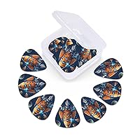 12 Pack Guitar Pick Personalized Bass Picks Thin Medium Heavy Cartoon Spaceship Rocket Print Guitar Plectrums With Storage Box For Acoustic Electric Ukulele Guitar Accessories