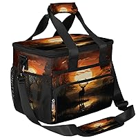Lunch Box for Women Men Forest Deer Insulated Lunch Bag Leakproof Large Lunchbox for Adults with Adjustable Shoulder Strap, Cooler Tote Bag for Work, Picnic, Beach