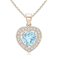 925 Starling Silver Aquamarine Heart Shape Pendant With 18