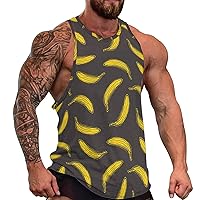 Yellow Banana Pattern Men's Workout Tank Top Casual Sleeveless T-Shirt Tees Soft Gym Vest for Indoor Outdoor