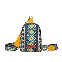 Western Boho Small Crossbody Sling Bag for Women Cotton Canvas Crossbody Bags Fanny Packs Chest Bag Purse for Travel