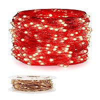 ER CHEN Fairy Lights Plug in, 33Ft/10M 100 LED Starry String Lights Outdoor/Indoor Waterproof Copper Wire Decorative Lights for Bedroom, Patio, Garden, Party, Christmas Tree (Red)