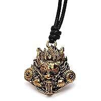 Dragon Tibetan Buddhist Mask Handmade Brass Charm Necklace Pendant Jewelry