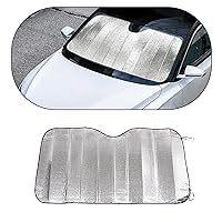 Pack-1 Car Windshield Sun Shade, Front Windshield Sunscreen Heat Shield, Universal Car Front Window Sun Protector Cover, Car Windshield Cooling Cover for Truck SUV Car (Silver #51.1