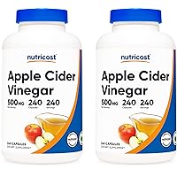 Nutricost Apple Cider Vinegar 500mg, 240 Vegetarian Capsules - Natural, Non-GMO, and Gluten Free (2 Bottles)