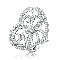 Big Heart Shape ring with Paved Micro Women cubic zirconia engagement rings