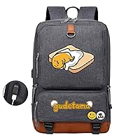 Gudetama Cute Canvas Bookbag Wearproof Travel Backpack-Laptop Computer Rucksack with USB Charging Port
