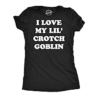 Womens Funny T Shirts I Love My Little Crotch Goblin Sarcastic Mom Tee for Ladies