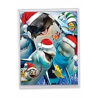 The Best Card Company - Jumbo Funny Christmas Greeting Card (8.5 x 11 Inch) - Fun Animal Card for Kids, Big Group Card - Merry Christmas to Zoo J6652EXSG