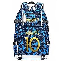 Kylian Mbappe Rucksack Canvas Daypack,Big Capacity Book Bag with USB Port Lightweight Travel Knapsack for Teen